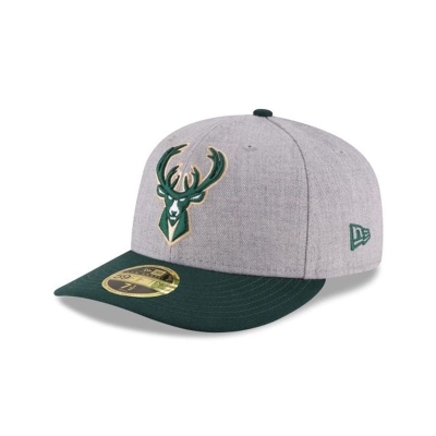 Milwaukee Bucks Gorra | New Era NBA Heather Low Profile 59fifty Fitted Cap Mexico - Grises